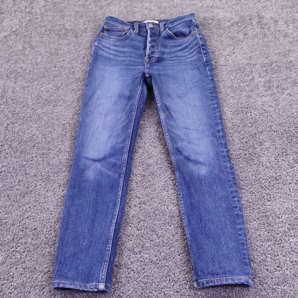 RE/DONE Jeans Womens 26 Blue 90s High Rise Ankle Crop Royal Fade Denim